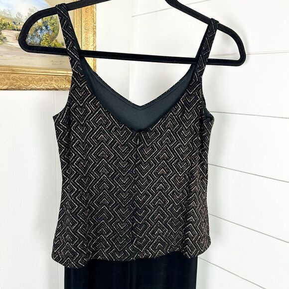 Alex Evenings 2 Piece Maxi Dress and Jacket Size 4P Black Gold Formal Glitter - Picture 6 of 8